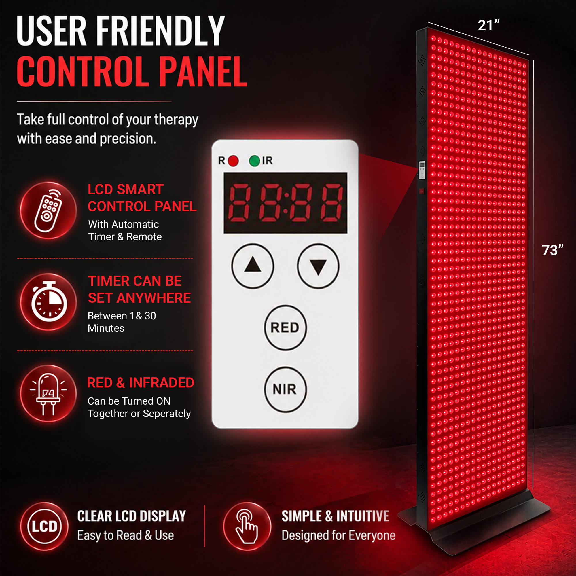 EXESAS 1008 LED Full Body Red Light Therapy Panel – 5040W Dual-Chip Infrared Device with 4 Wavelengths & Remote Control