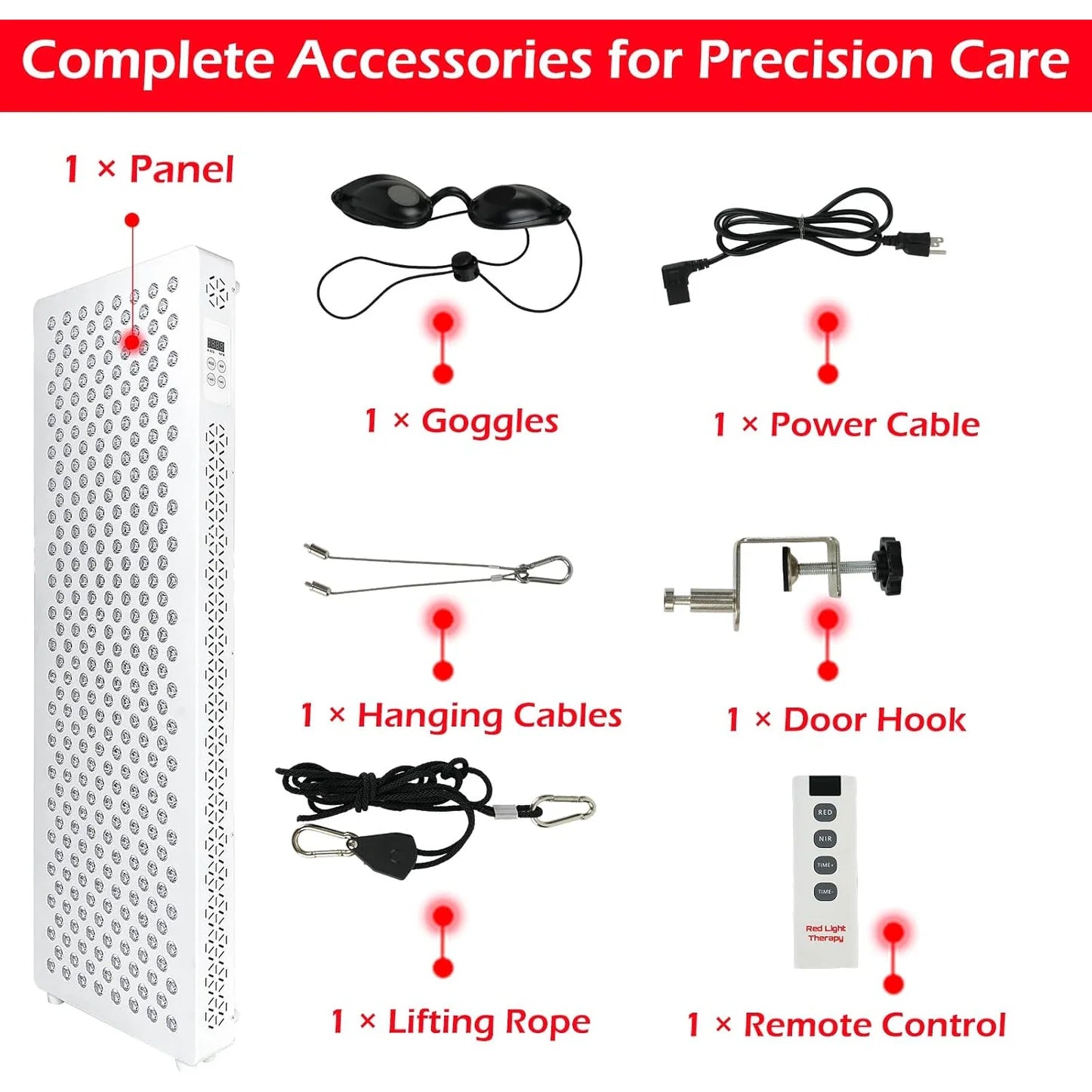 AECOJOY Red Light Therapy for Body & Face, 5 Wavelengths Red 660Nm & near Infrared 850Nm Light Therapy Panel with Timer