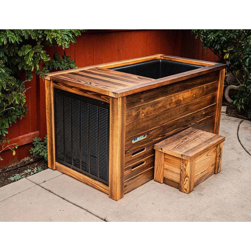 Handcrafted Redwood Cold Plunge Tub – Premium 110V Home Ice Bath with Ozone Filtration, Chiller System & Shou Sugi Ban Finish