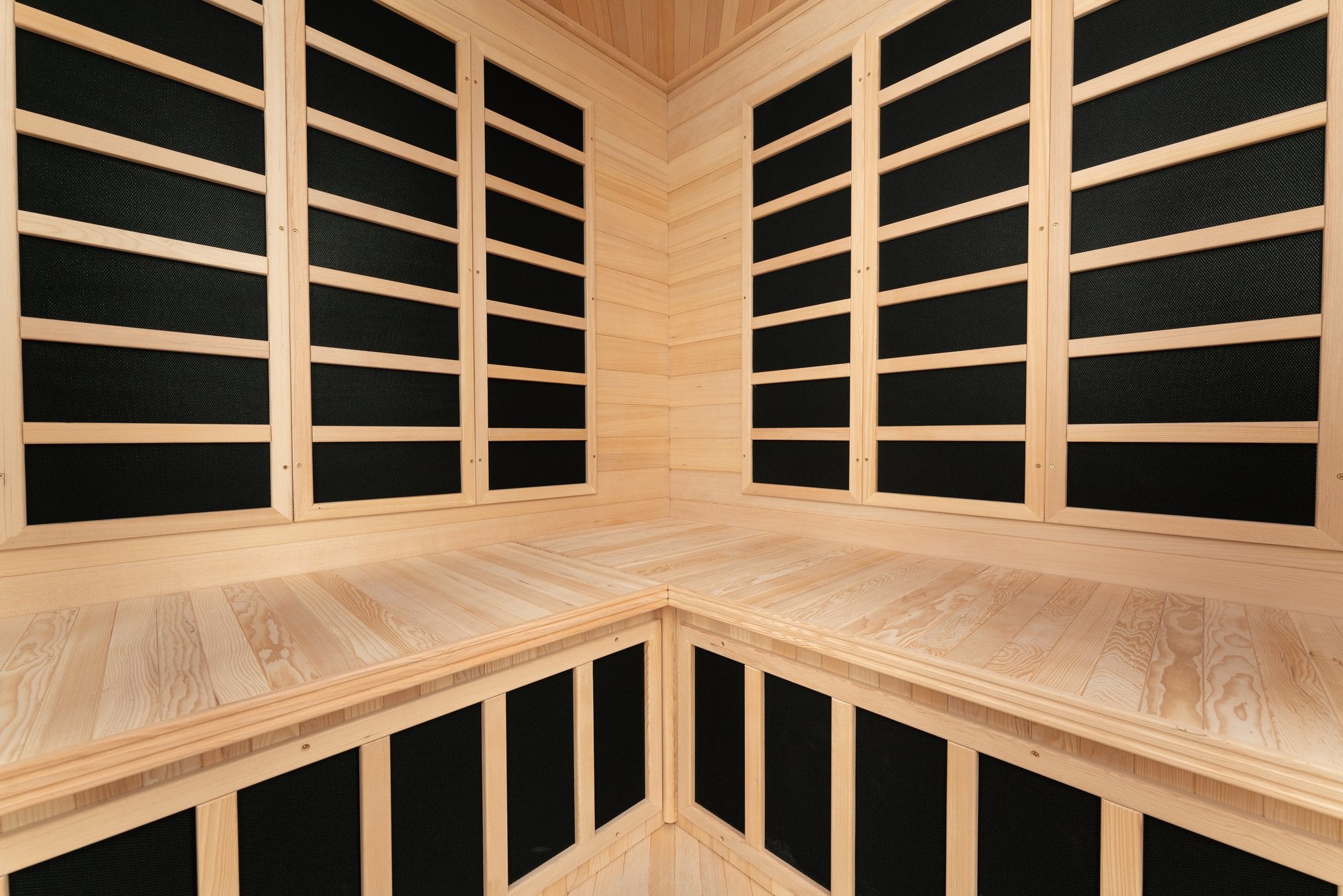 Blisspod Vienna Corner 4–5 Person Far Infrared Sauna – Canadian Hemlock Low EMF Indoor Sauna with Chromotherapy