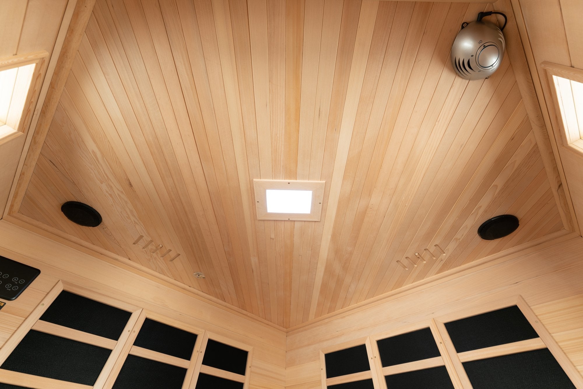 Blisspod Vienna Corner 4–5 Person Far Infrared Sauna – Canadian Hemlock Low EMF Indoor Sauna with Chromotherapy