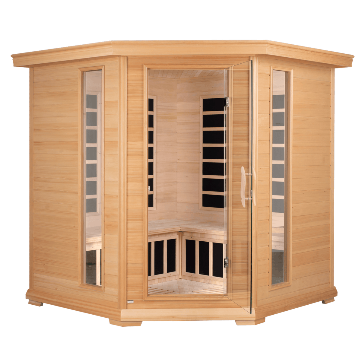 Blisspod Vienna Corner 4–5 Person Far Infrared Sauna – Canadian Hemlock Low EMF Indoor Sauna with Chromotherapy