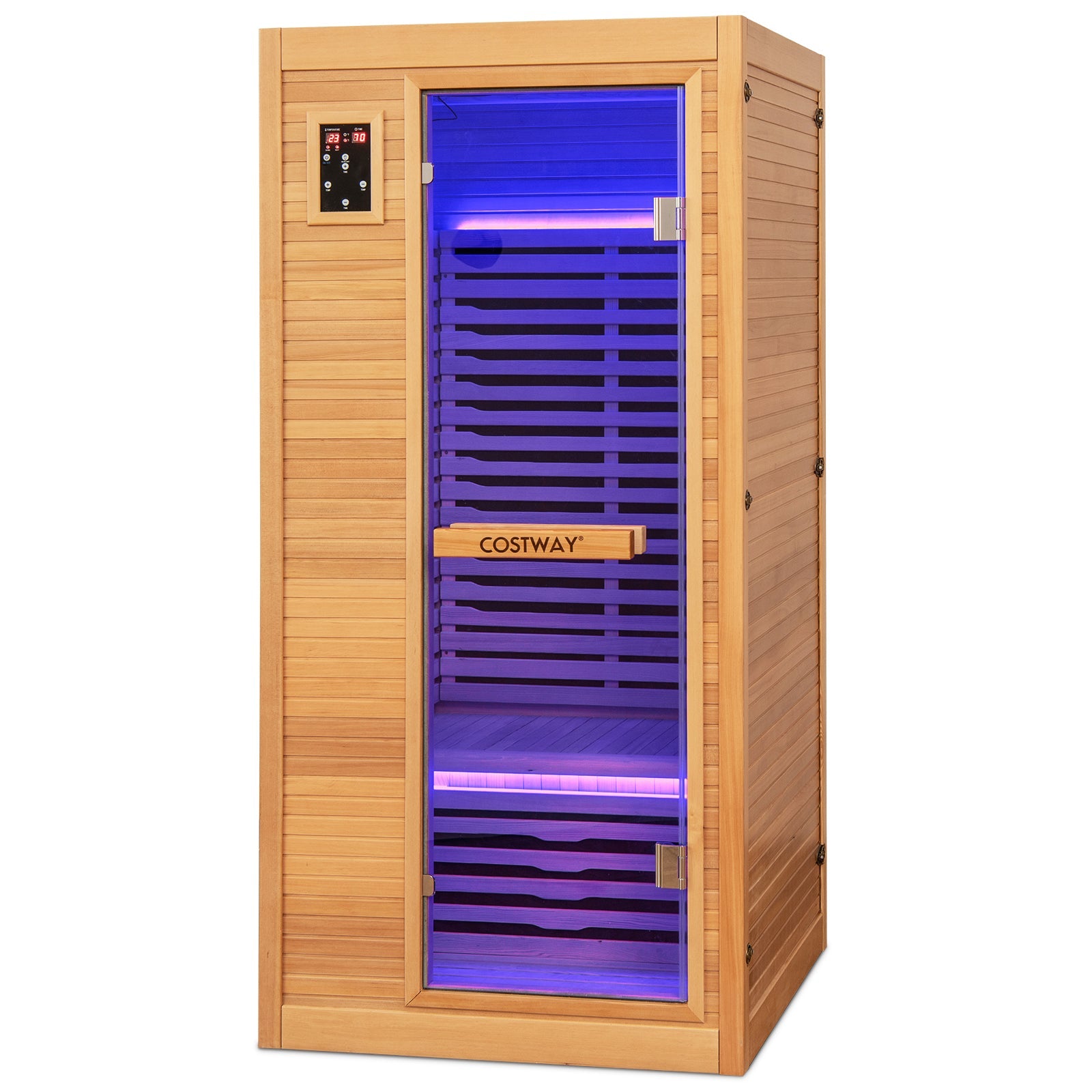 1–2 Person Far Infrared Sauna – Hemlock Wood Indoor Sauna with Bluetooth, Oxygen Ionizer & Chromotherapy