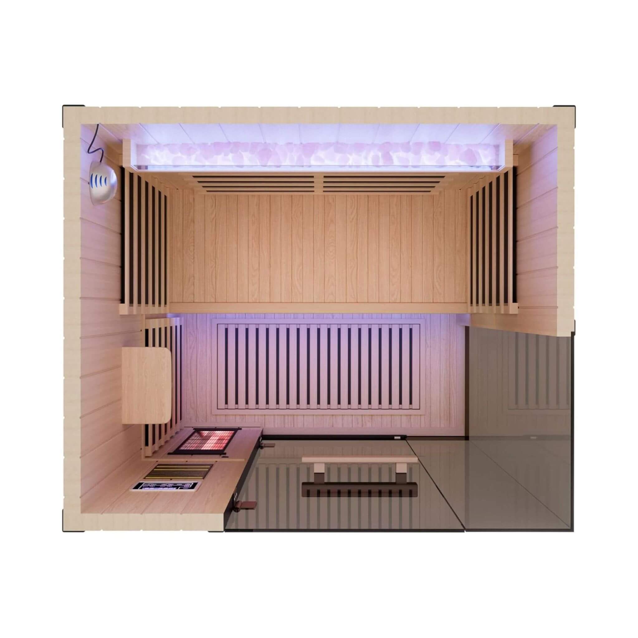 Thermora Pandora 2-Person Full-Spectrum Infrared Sauna – Indoor Hemlock Wood Sauna with Red Light Therapy & Himalayan Salt Panels