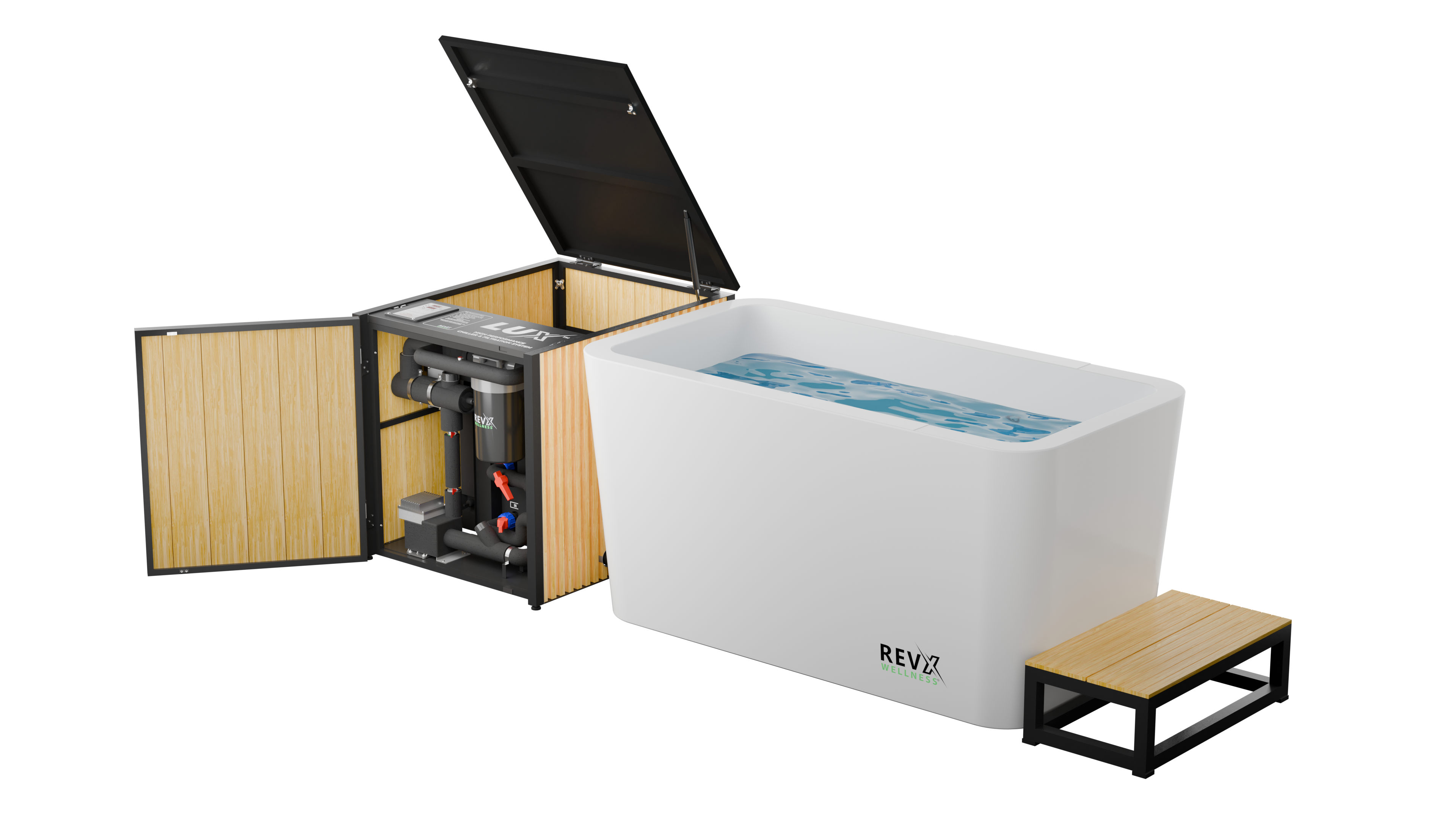 RevX X Tub Acrylic Cold Plunge + LUX High-Performance Chiller & Filtration System