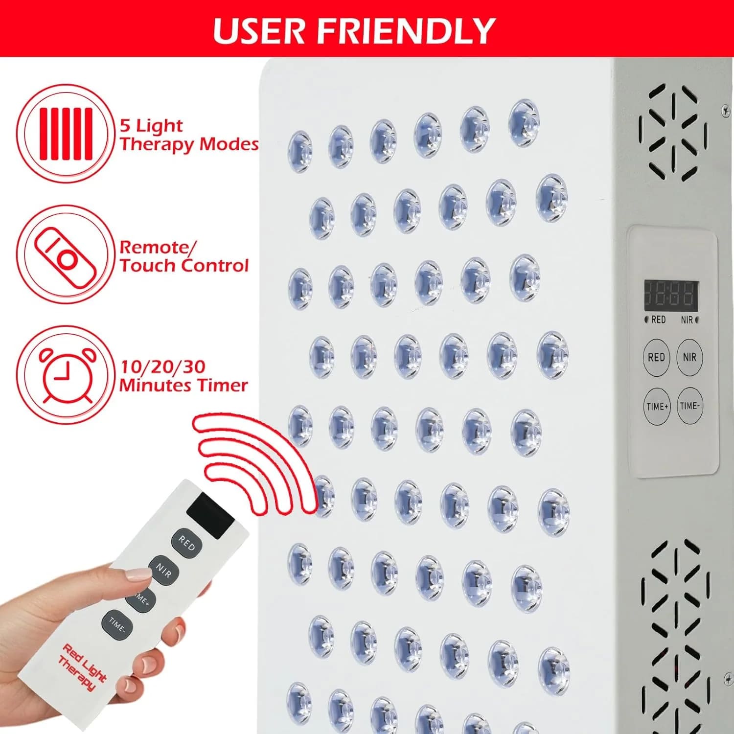 AECOJOY Red Light Therapy Panel for Face and Body with 5 Wavelengths and Timer