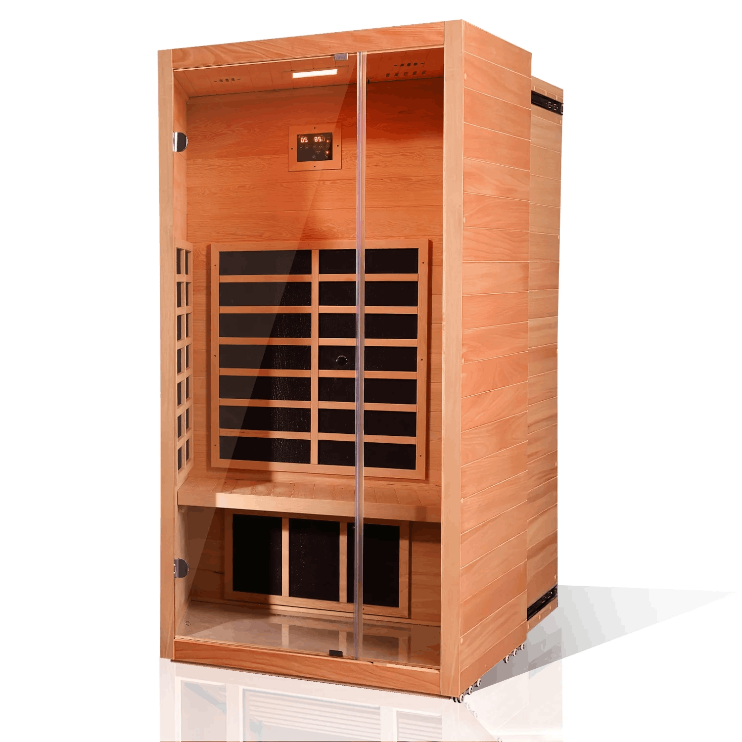 Vanity Art 1-Person Extendable Far Infrared Sauna in Hemlock Wood with Bluetooth and LED Lights