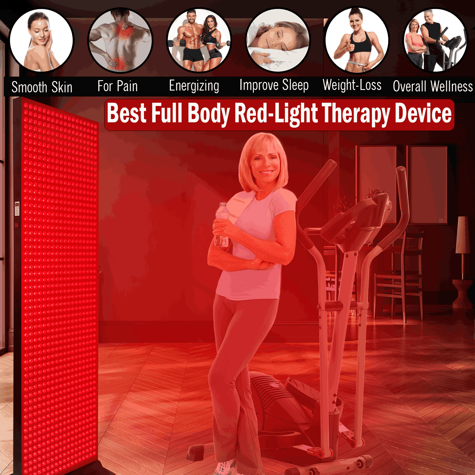 EXESAS 1008 LED Full Body Red Light Therapy Panel – 5040W Dual-Chip Infrared Device with 4 Wavelengths & Remote Control