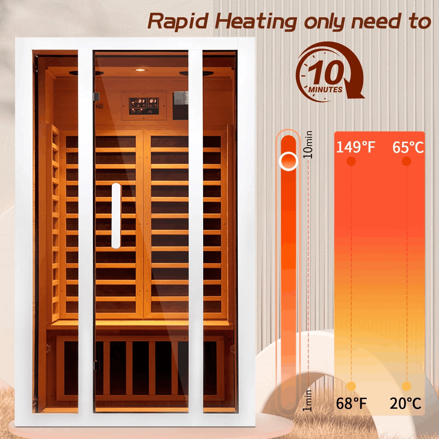 Vanity Art 2-Person Extendable Far Infrared Sauna in Hemlock Wood with Bluetooth and LED Lights