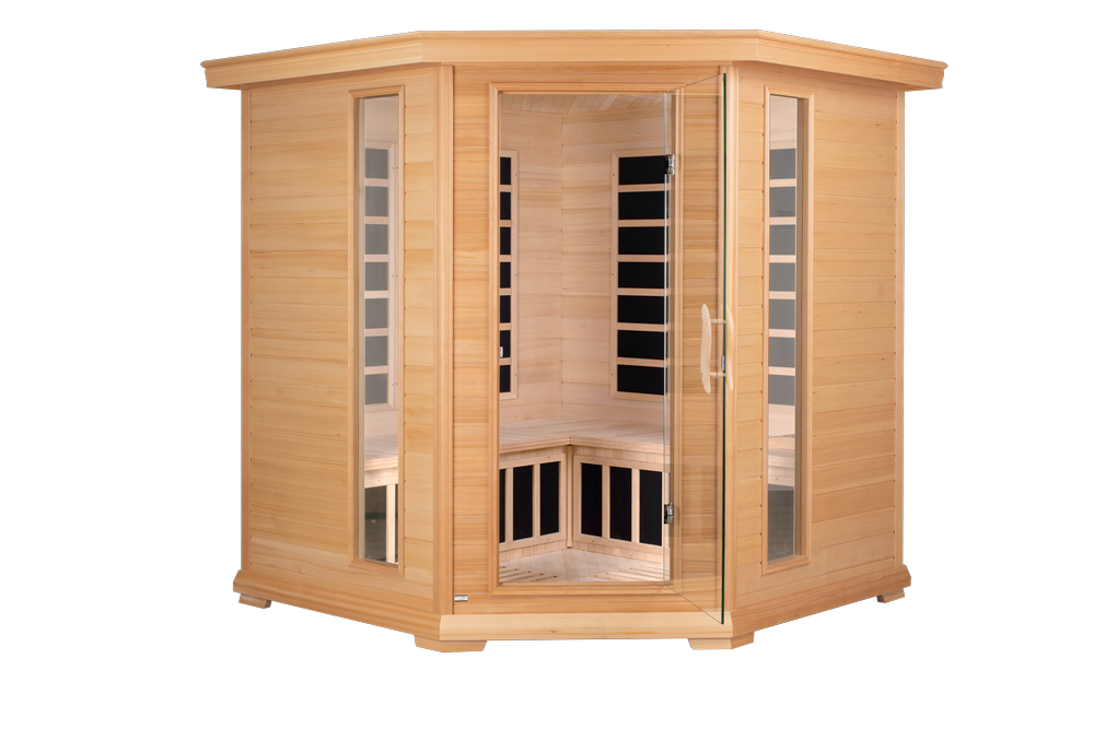 Blisspod Vienna Corner 4–5 Person Far Infrared Sauna – Canadian Hemlock Low EMF Indoor Sauna with Chromotherapy