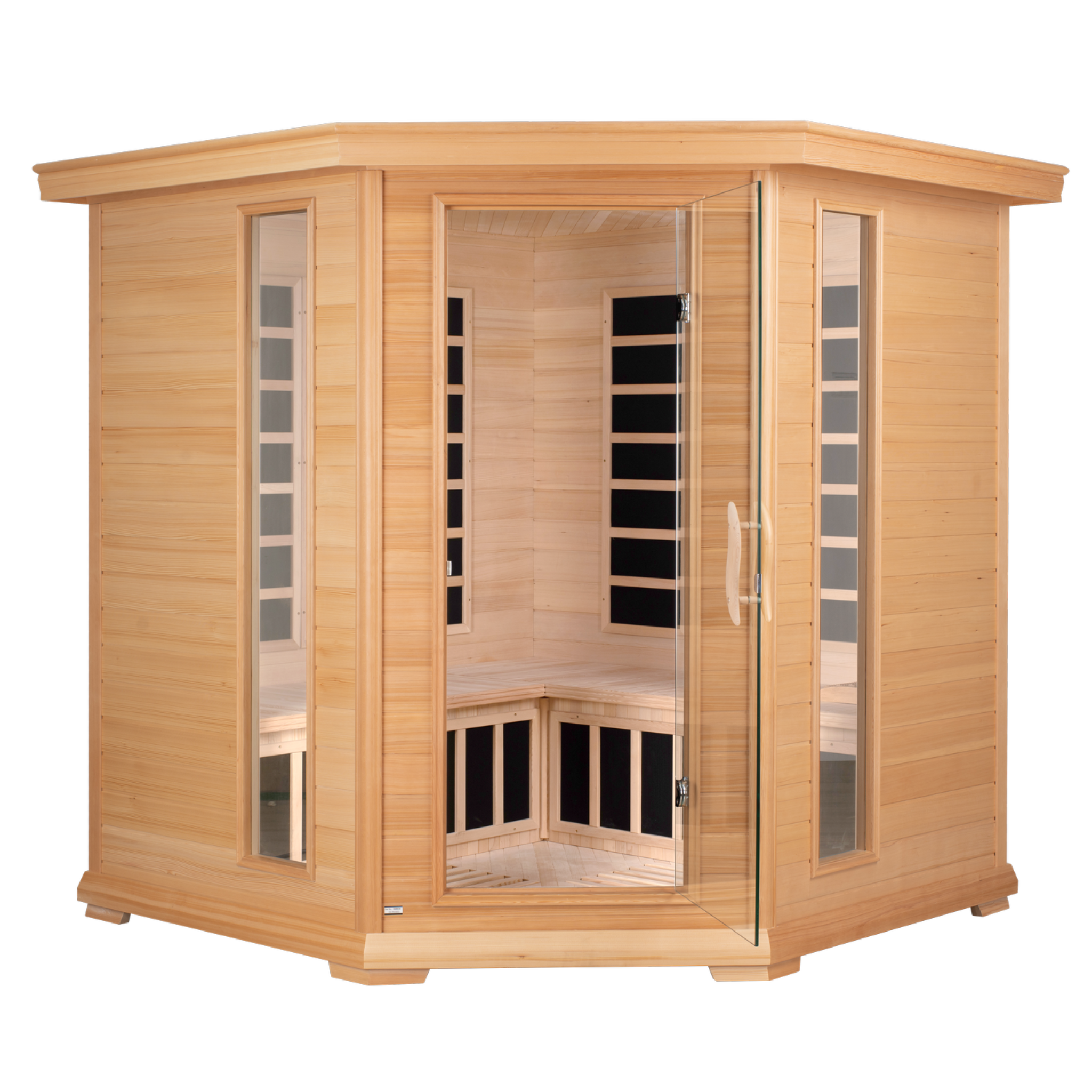 Blisspod Vienna Corner 4–5 Person Far Infrared Sauna – Canadian Hemlock Low EMF Indoor Sauna with Chromotherapy