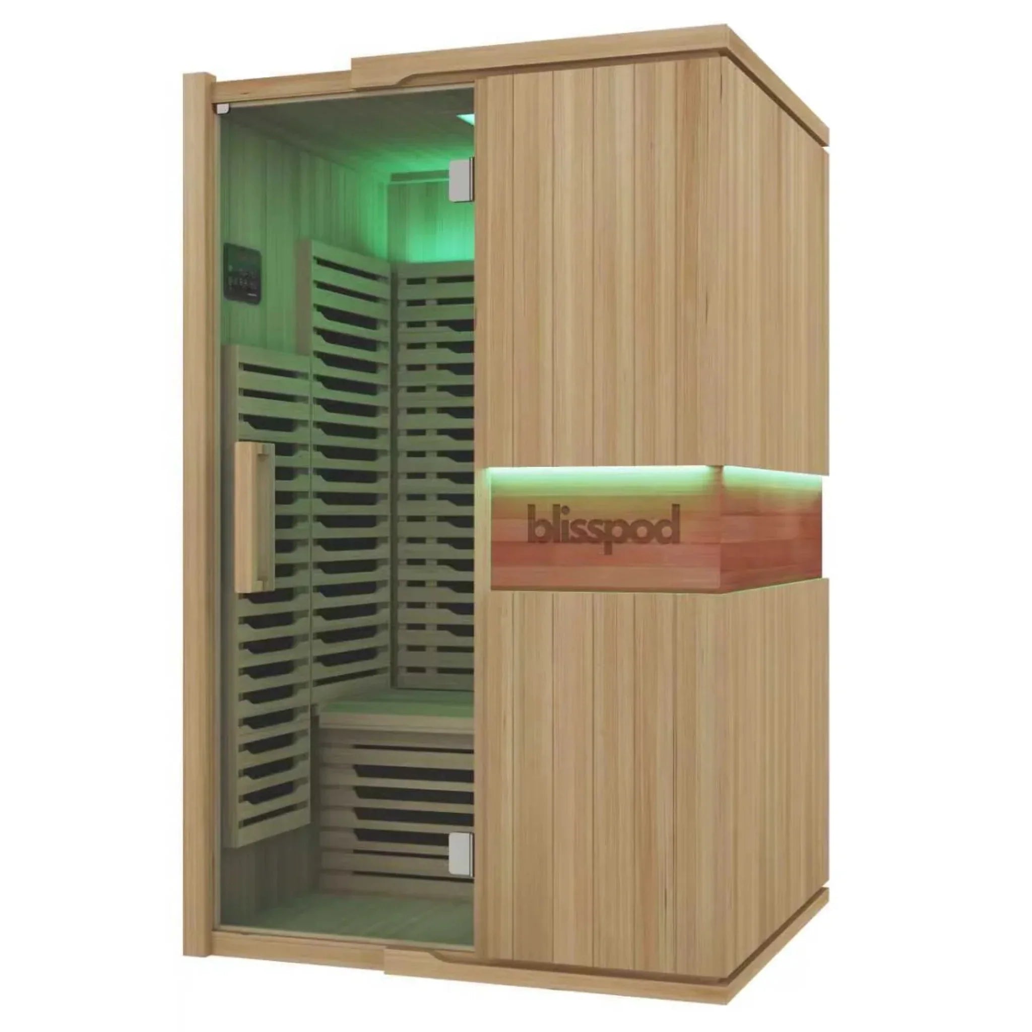 Blisspod Milano Full Spectrum Infrared Sauna – 2 Person Canadian Hemlock (Ultra Low EMF, Chromotherapy)
