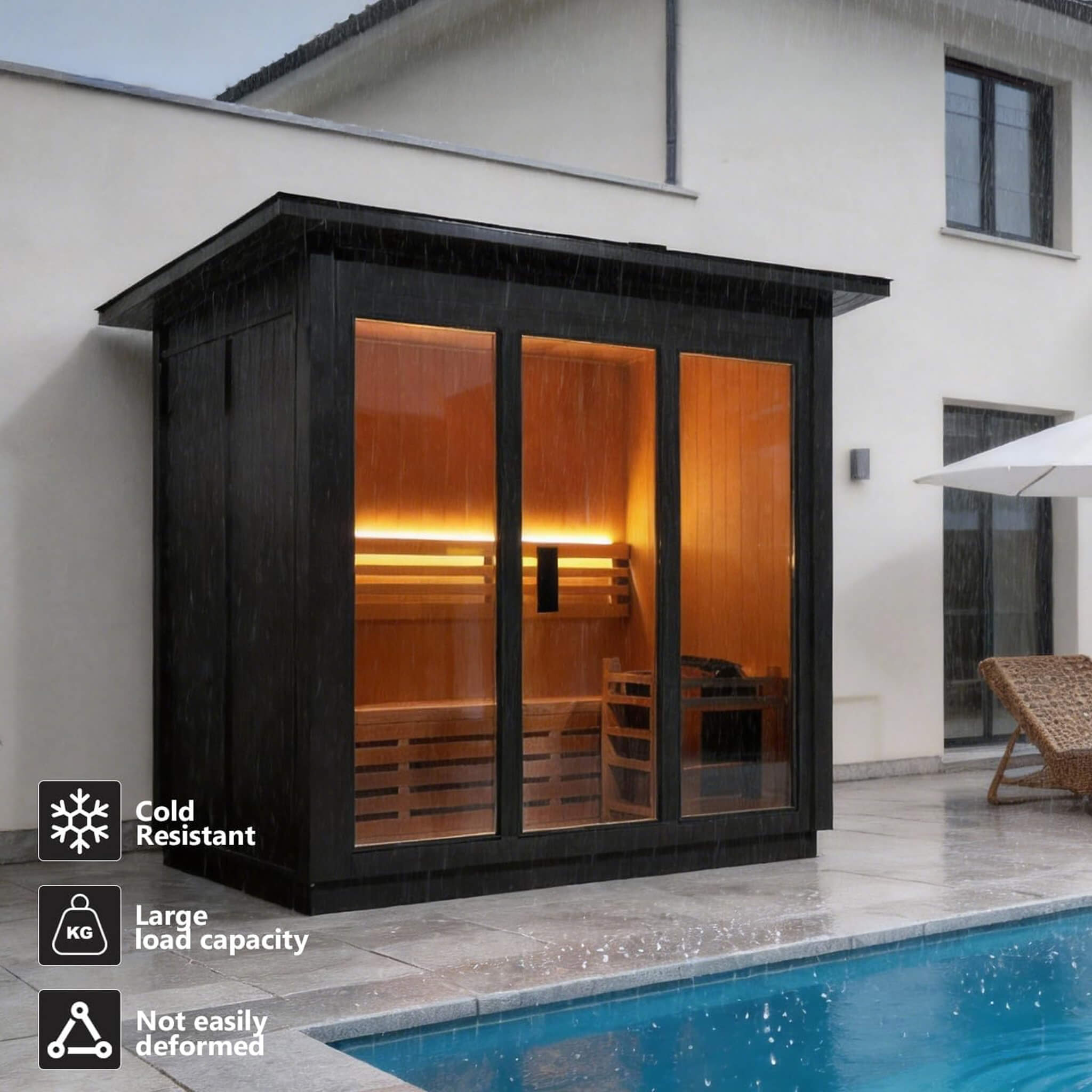 Custom 8-Person Luxury Canadian Red Cedar Outdoor Steam Sauna With Heater And Stones [Made-To-Order] (SAK13492)