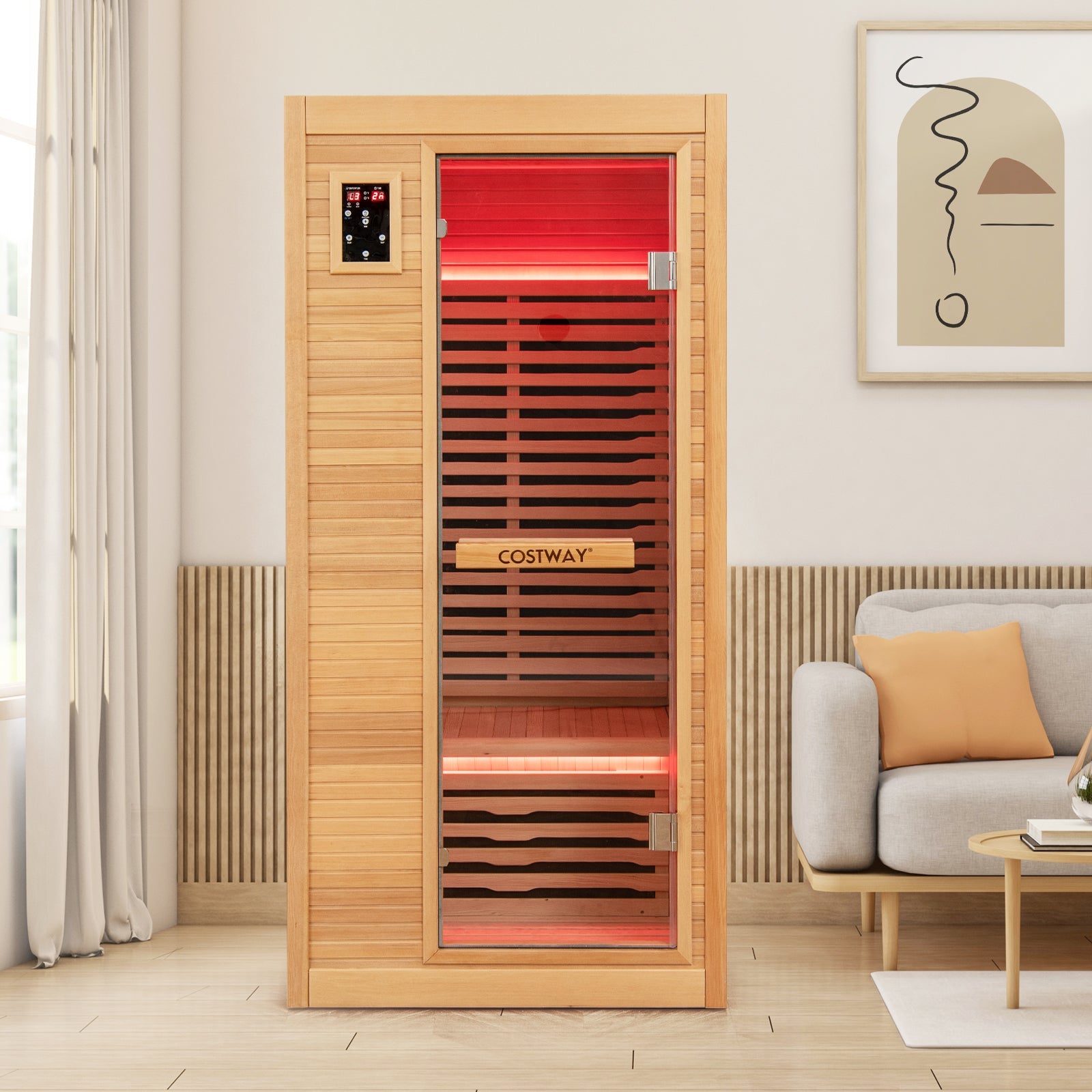 1–2 Person Far Infrared Sauna – Hemlock Wood Indoor Sauna with Bluetooth, Oxygen Ionizer & Chromotherapy