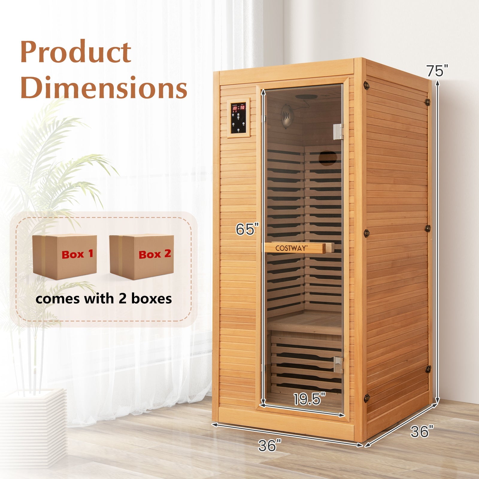 1–2 Person Far Infrared Sauna – Hemlock Wood Indoor Sauna with Bluetooth, Oxygen Ionizer & Chromotherapy