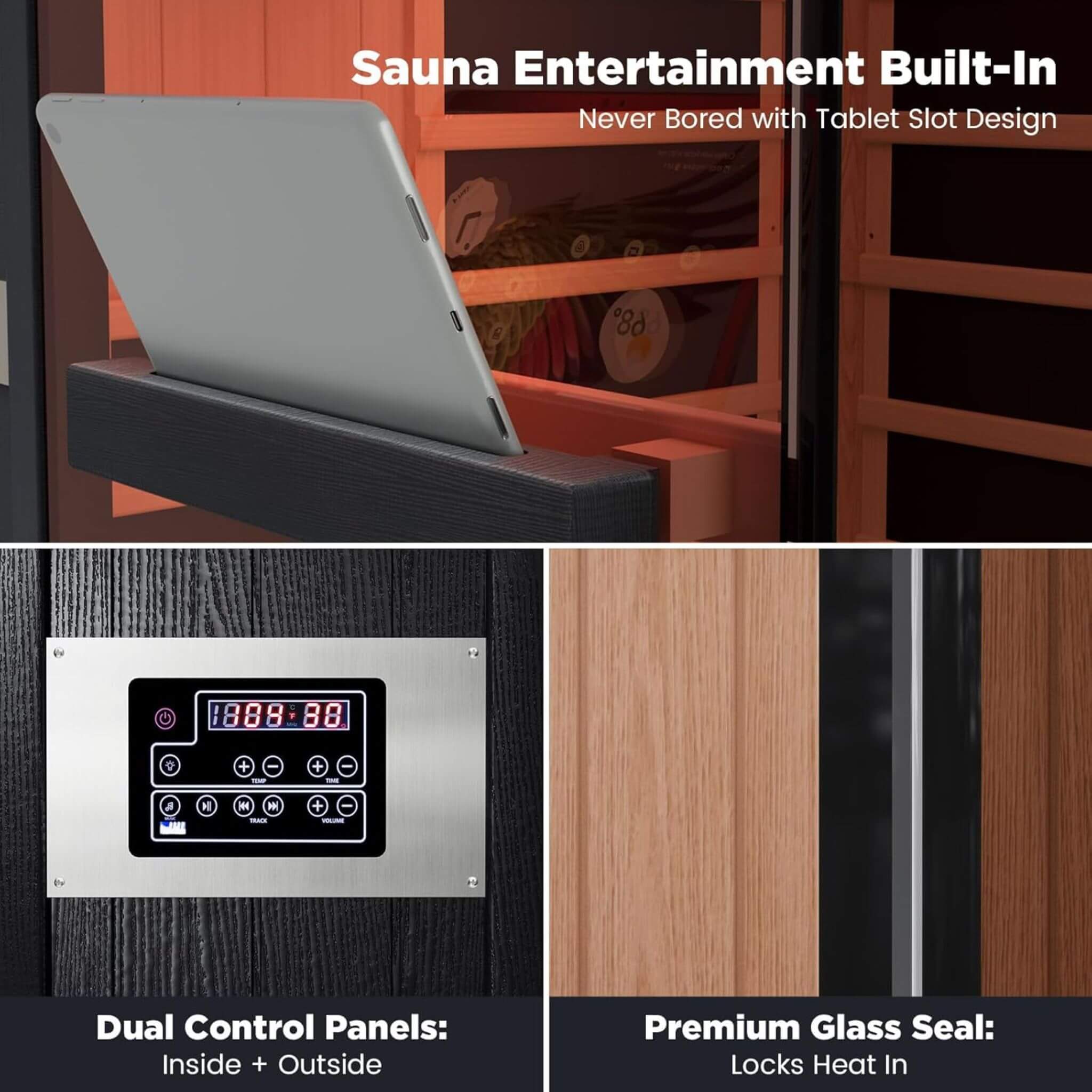 Thermora Pandora 2-Person Full-Spectrum Infrared Sauna – Indoor Hemlock Wood Sauna with Red Light Therapy & Himalayan Salt Panels