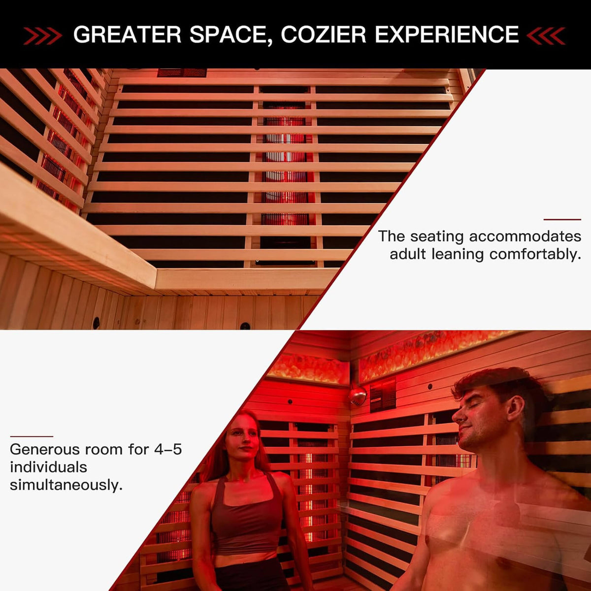 Rövia Ember 4-Person Full Spectrum Infrared Sauna – Canadian Hemlock Wood with Himalayan Salt Panels, Chromotherapy & Bluetooth (Made-To-Order)